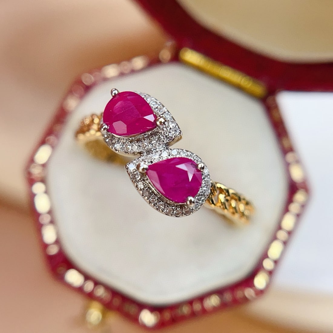14k Gold 0.93 Ct Natural Ruby & Diamond Ring - 5