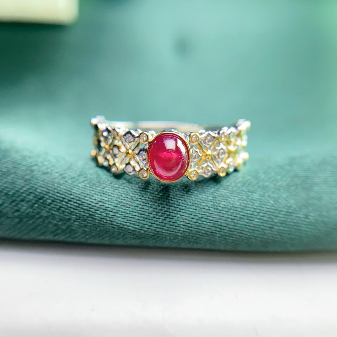 14k Gold 0.78 Ct Natural Ruby & Diamond Ring - 2