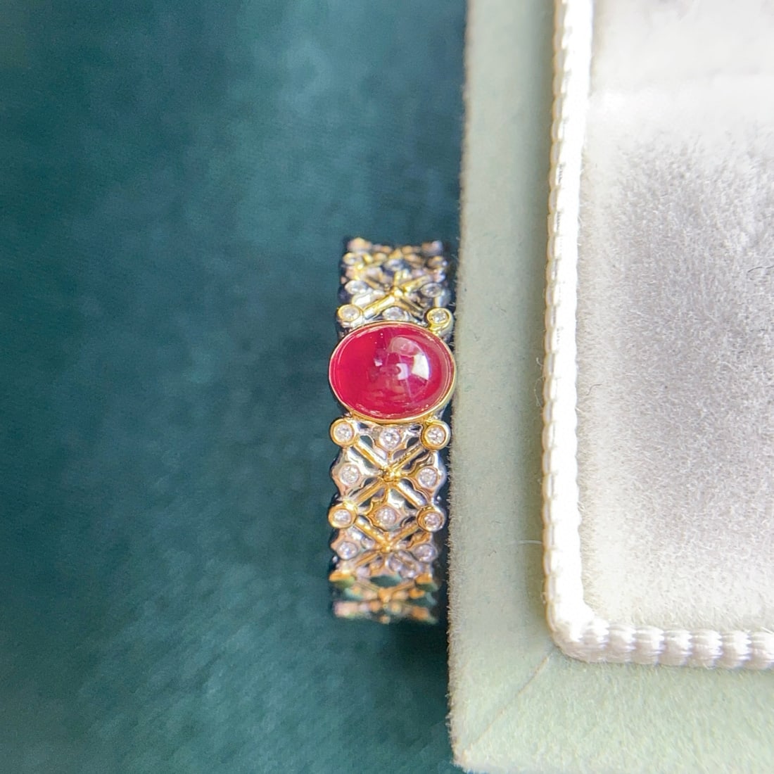 14k Gold 0.78 Ct Natural Ruby & Diamond Ring - 3