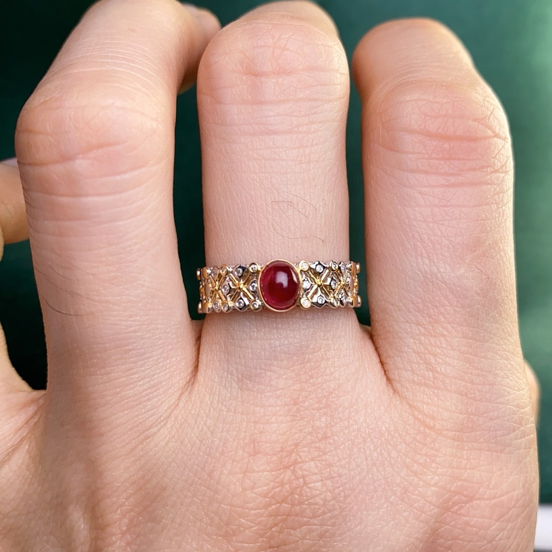 14k Gold 0.78 Ct Natural Ruby & Diamond Ring - 4