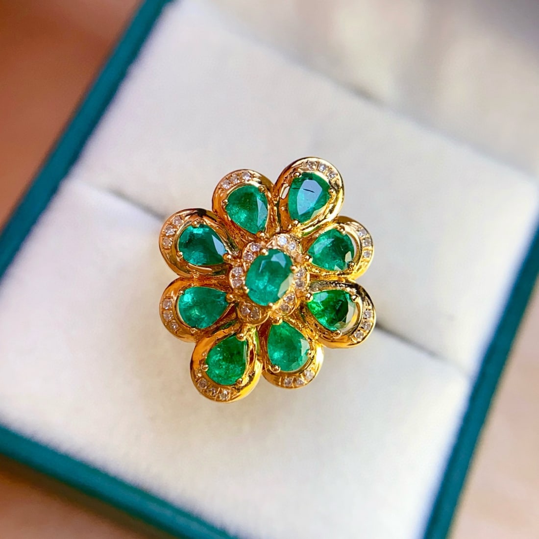 14k Gold 2.45 Ct Natural Emerald & Diamond Ring/pendant( Without Chain ) - 3