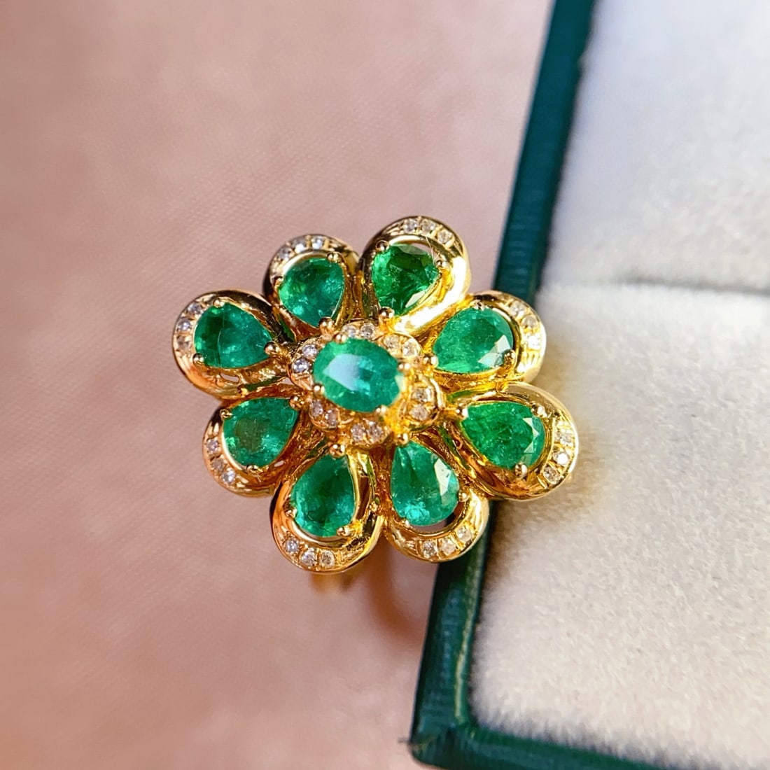 14k Gold 2.45 Ct Natural Emerald & Diamond Ring/pendant( Without Chain ) - 7