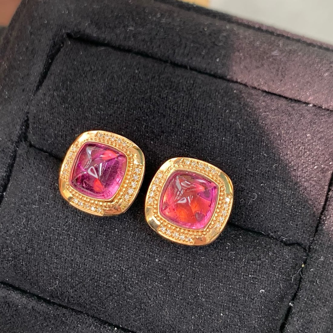 14k Gold 4.45 Ct Natural Tourmaline & Diamond Earrings - 2