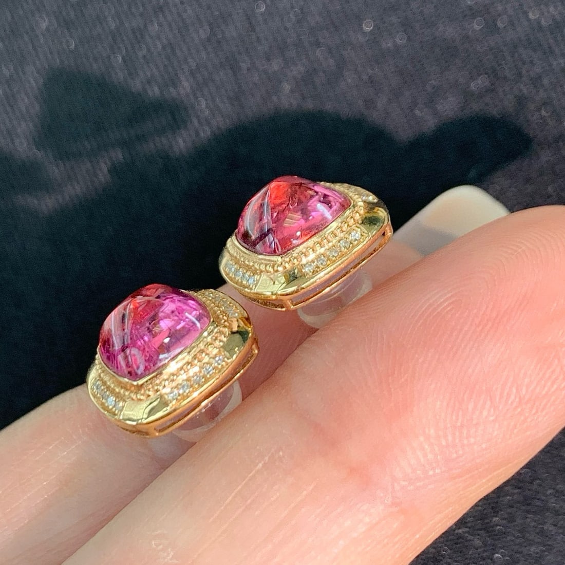14k Gold 4.45 Ct Natural Tourmaline & Diamond Earrings - 4