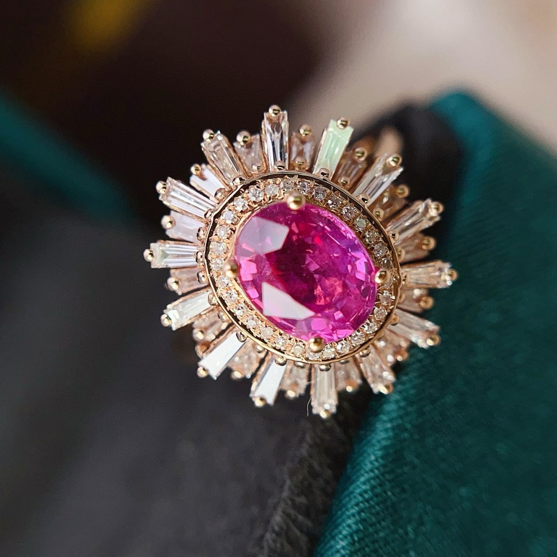 14k Gold 1.40 Ct Natural Ruby & Diamond Ring/pendant( Without Chain ) - 2