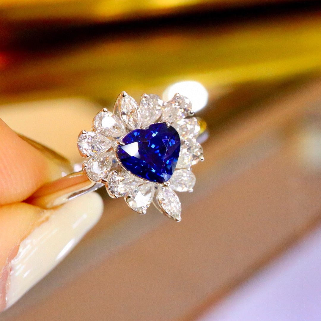 14k Gold 1.48 Ctw Natural Sapphire & Diamond Ring - 2