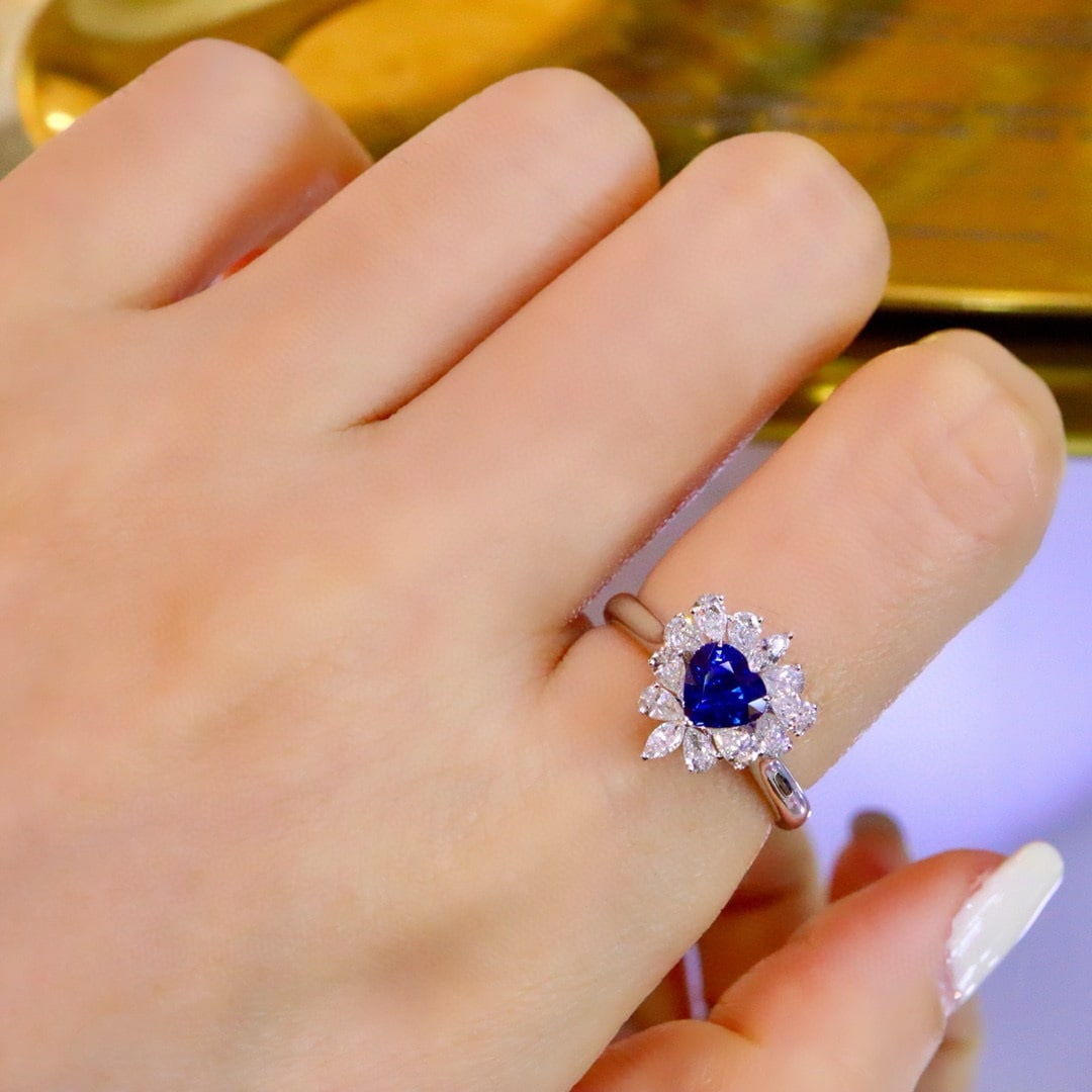 14k Gold 1.48 Ctw Natural Sapphire & Diamond Ring - 3