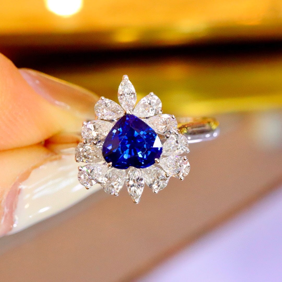 14k Gold 1.48 Ctw Natural Sapphire & Diamond Ring - 4