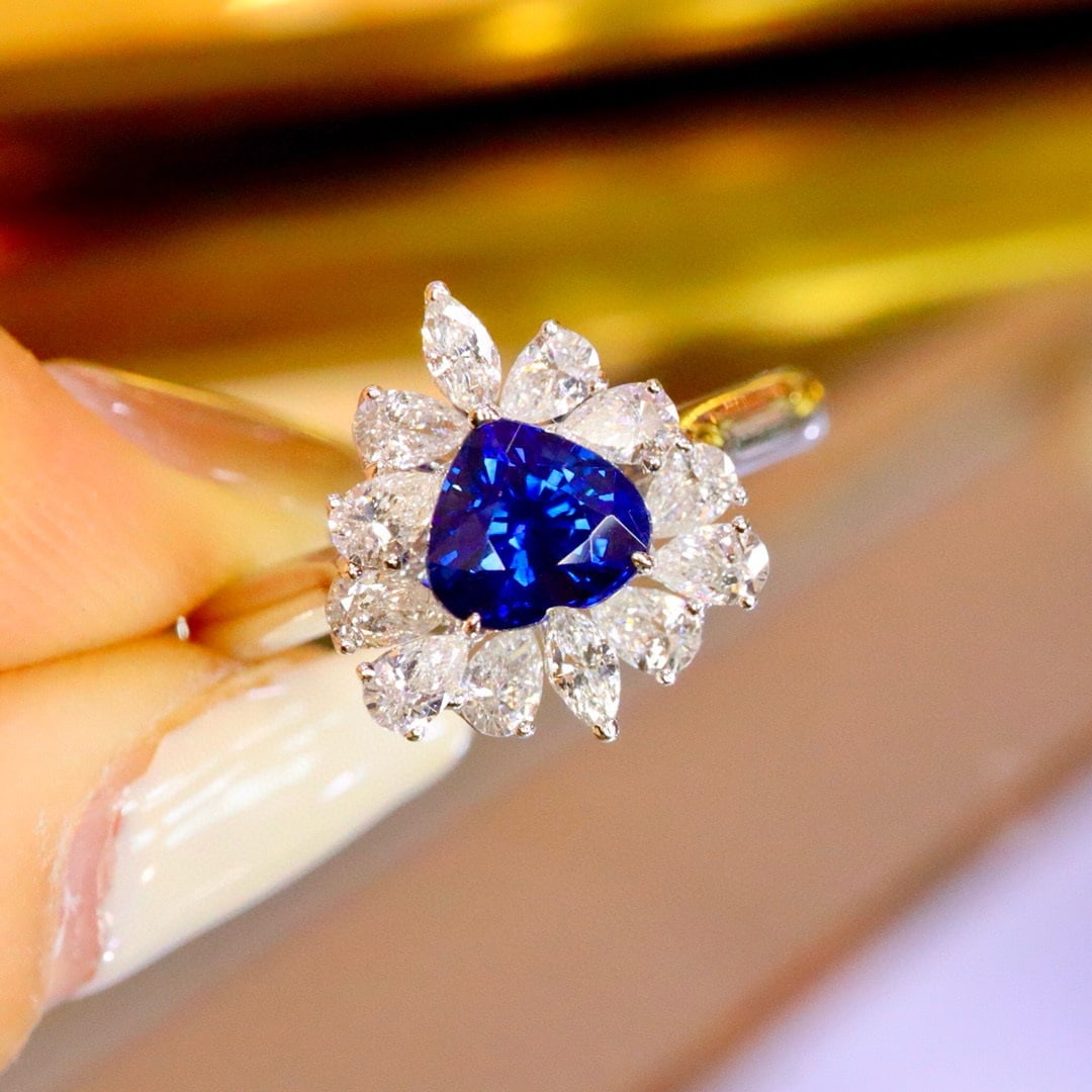 14k Gold 1.48 Ctw Natural Sapphire & Diamond Ring - 5
