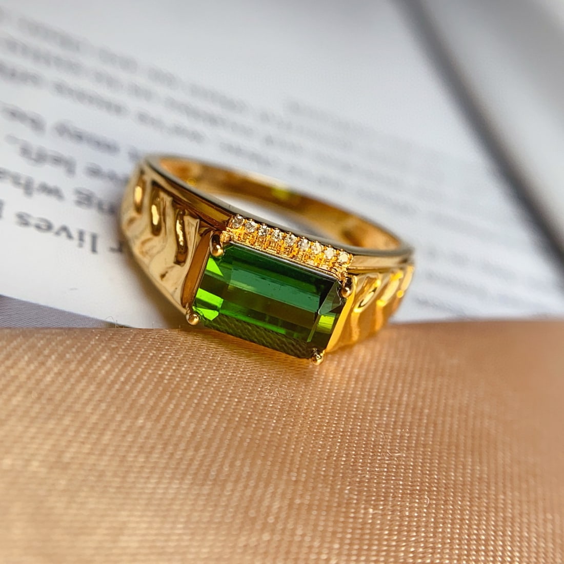 14k Gold 2.80 Ct Natural Tourmaline & Diamond & Men¡¯s Ring - 6