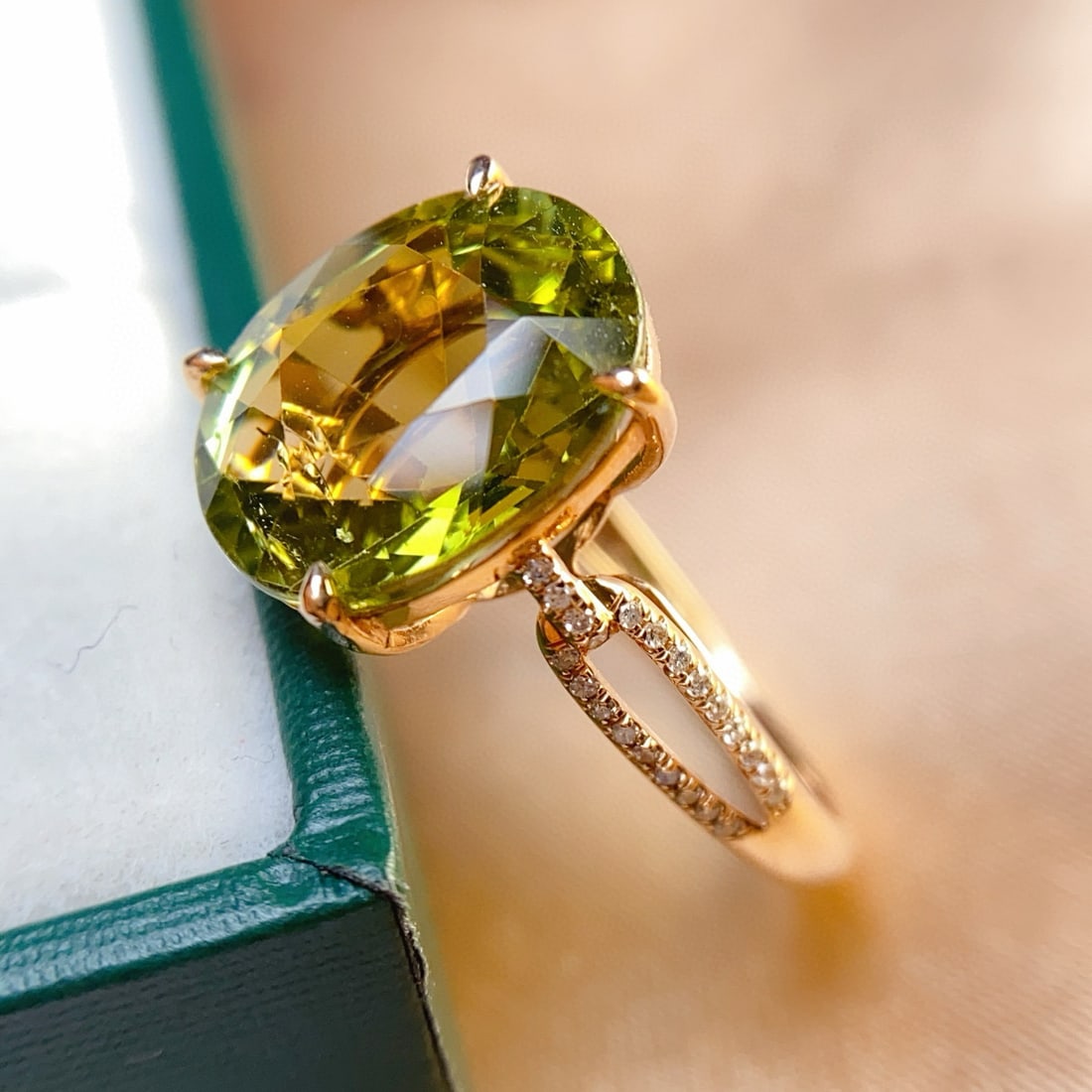 14k Gold 5.55 Ct Natural Tourmaline & Diamond Ring - 2
