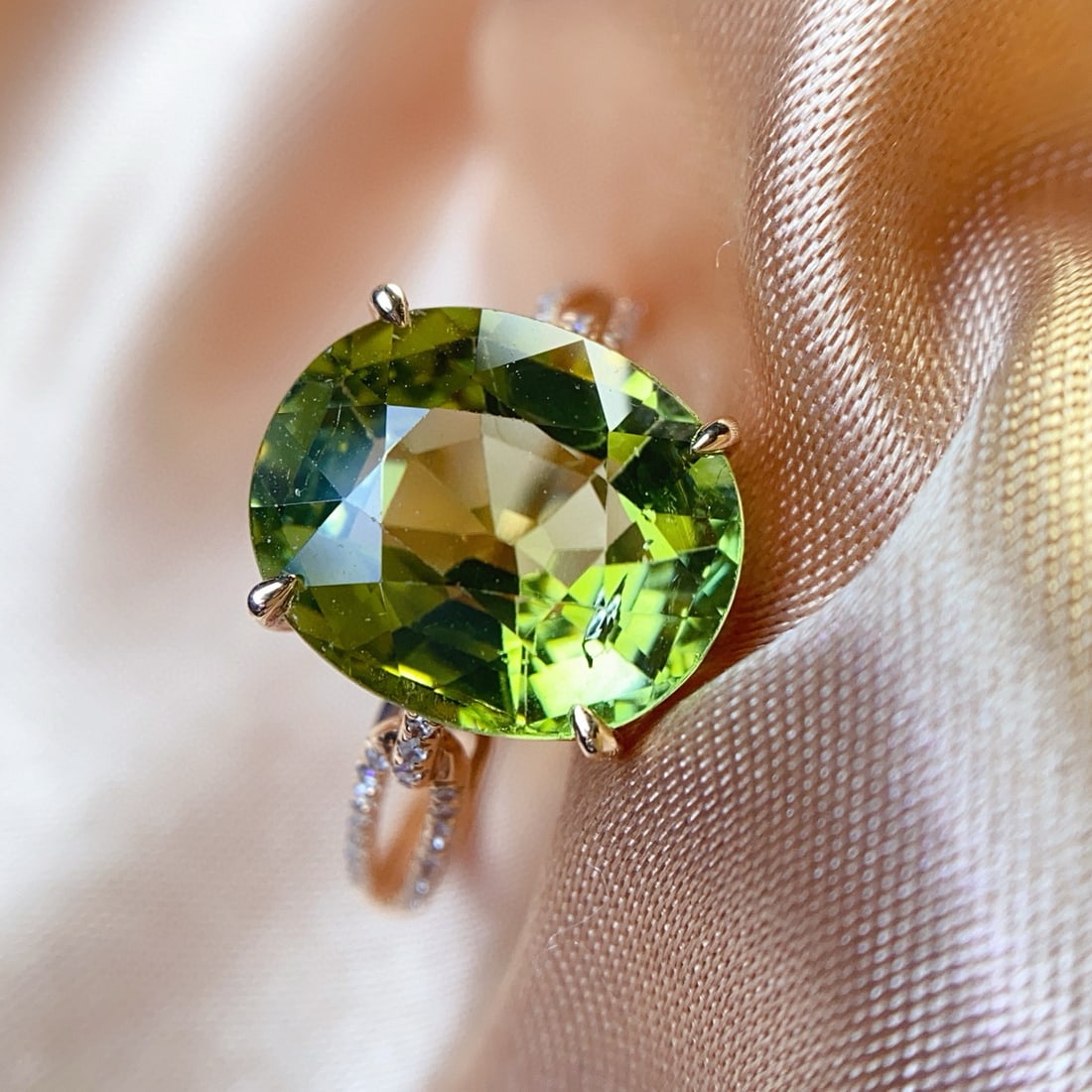 14k Gold 5.55 Ct Natural Tourmaline & Diamond Ring - 6