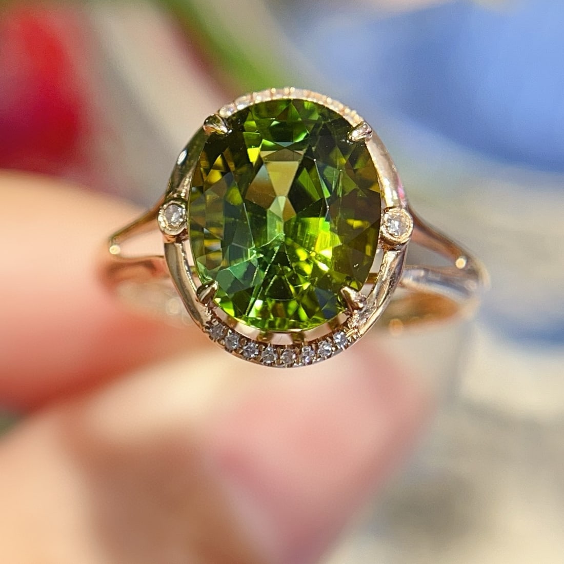14k Gold 3.00 Ct Natural Tourmaline & Diamond Ring - 3