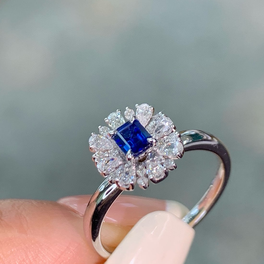 14k Gold 0.69 Ctw Natural Sapphire & Diamond Ring - 2