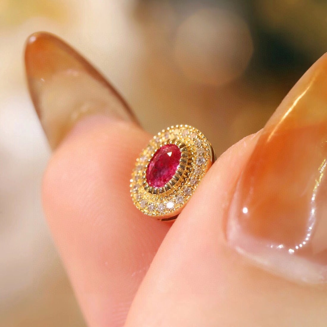 14k Gold 0.72 Ctw Natural Ruby & Diamond Earrings - 7