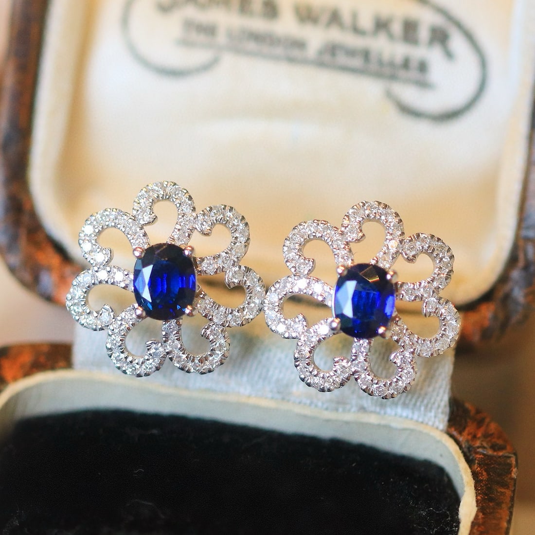 14k Gold 1.29 Ctw Natural Sapphire & Diamond Earrings - 3