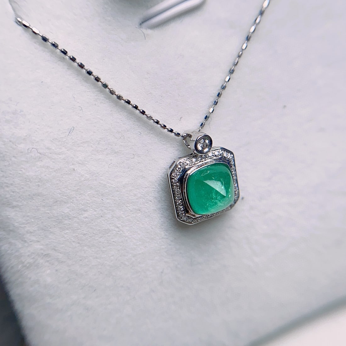 14k Gold 2.30 Ct Natural Emerald & Diamond & Sapphire Pendant( Without Chain ) - 2