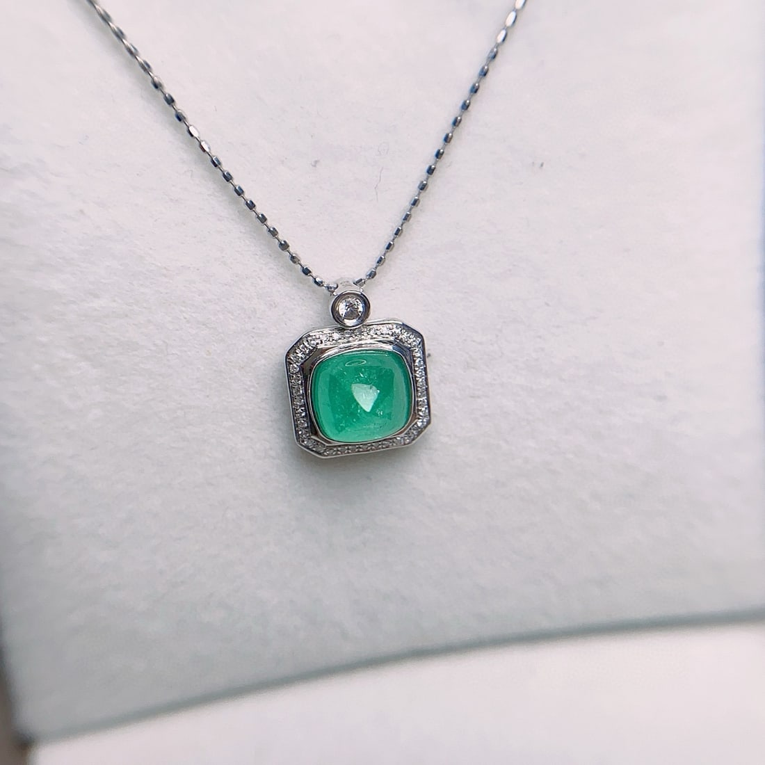 14k Gold 2.30 Ct Natural Emerald & Diamond & Sapphire Pendant( Without Chain ) - 3