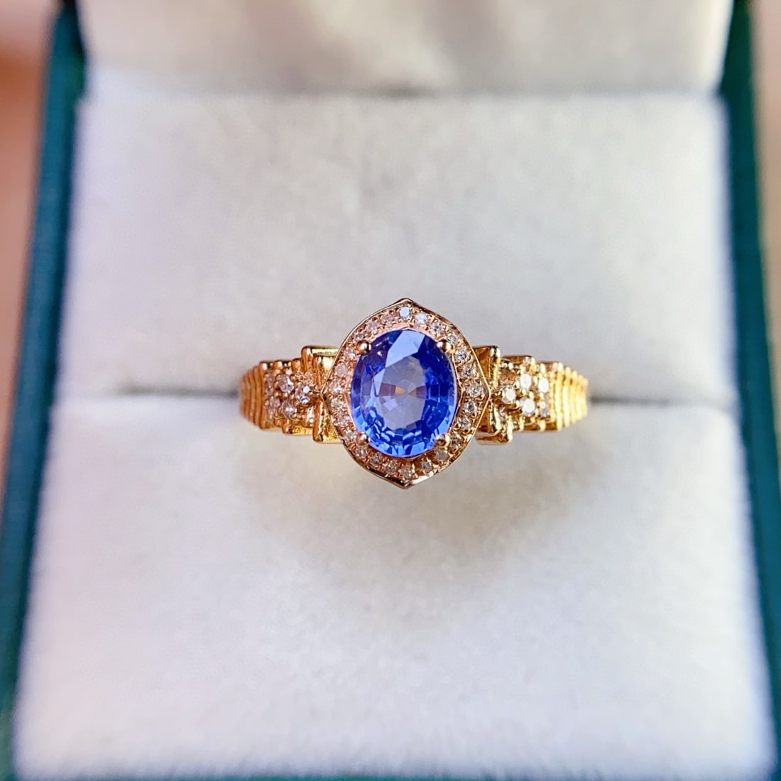 14k Gold 1.00 Ct Natural Sapphire & Diamond Ring - 5