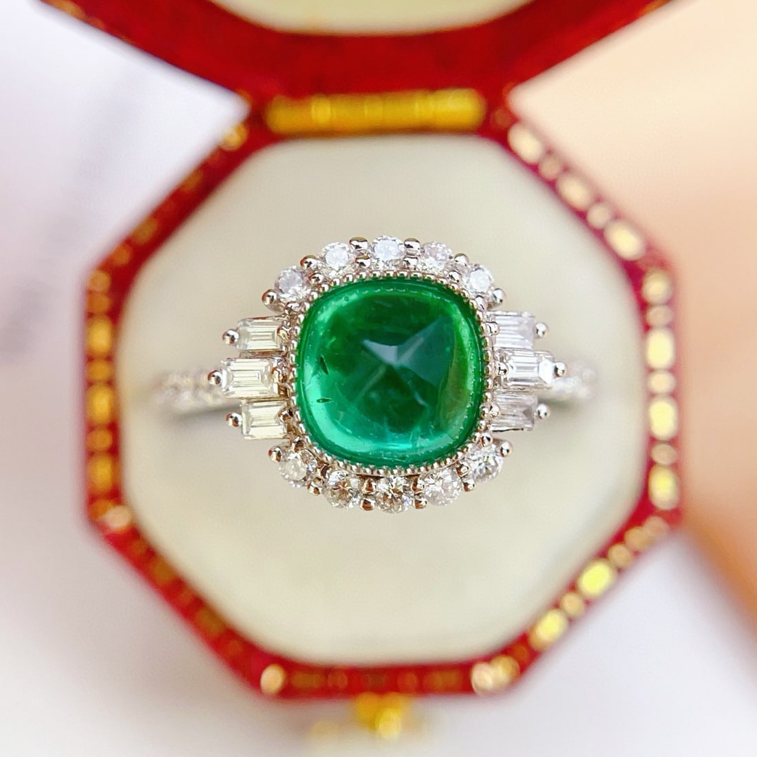 14k Gold 2.00 Ct Natural Emerald & Diamond Ring - 2