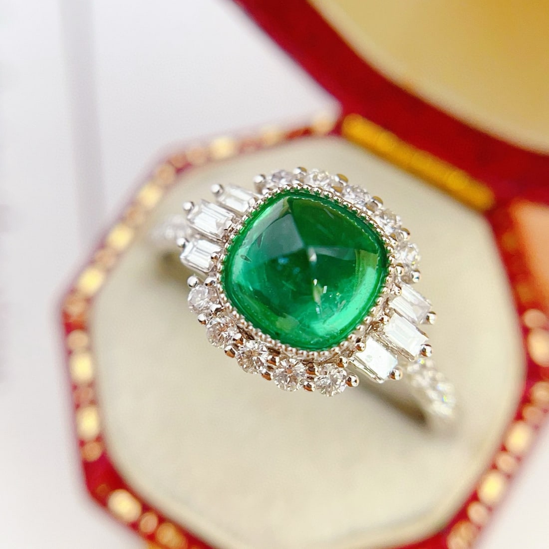 14k Gold 2.00 Ct Natural Emerald & Diamond Ring - 3