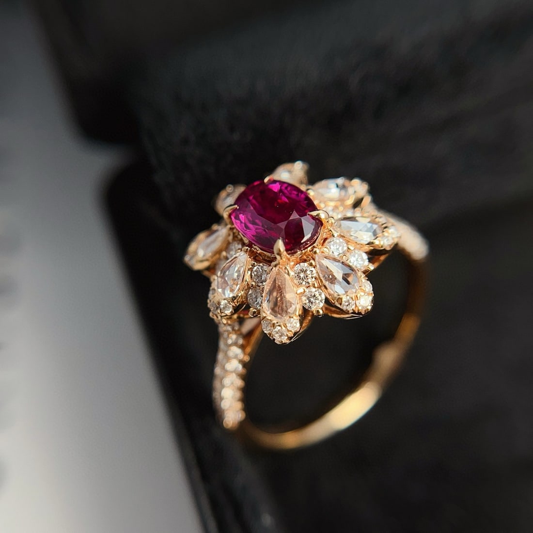14k Gold 1.00 Ct Natural Ruby & Diamond Ring - 5