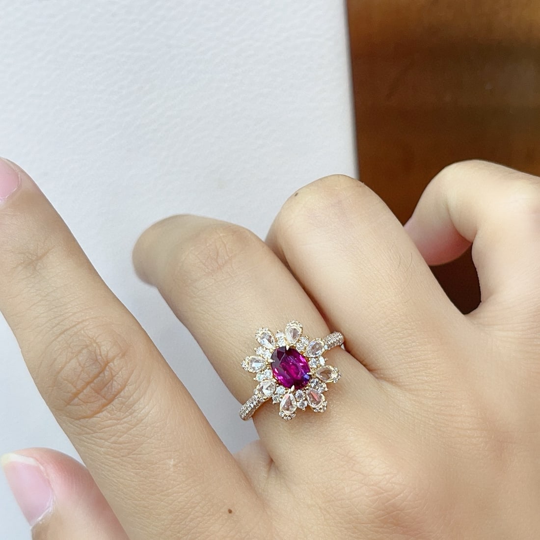 14k Gold 1.00 Ct Natural Ruby & Diamond Ring - 6