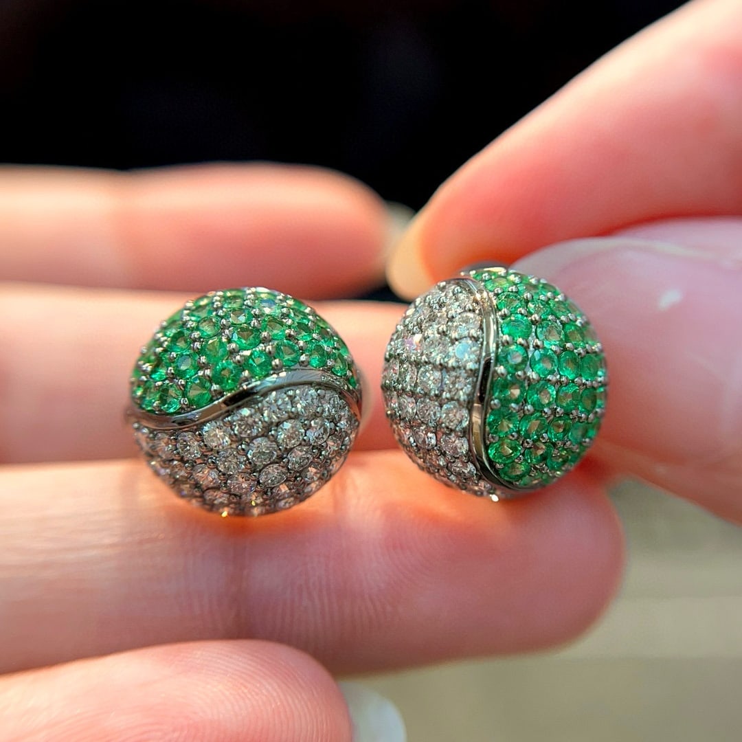 14k Gold 2.52 Ctw Natural Emerald & Diamond Earrings - 2