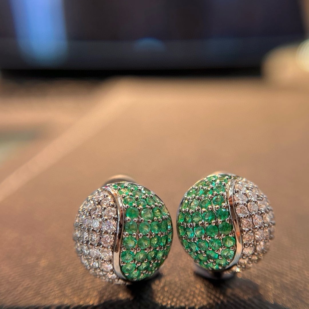 14k Gold 2.52 Ctw Natural Emerald & Diamond Earrings - 4