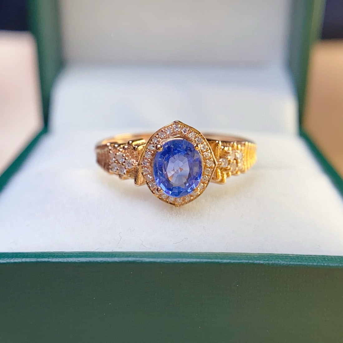14k Gold 1.00 Ct Natural Sapphire & Diamond Ring - 3