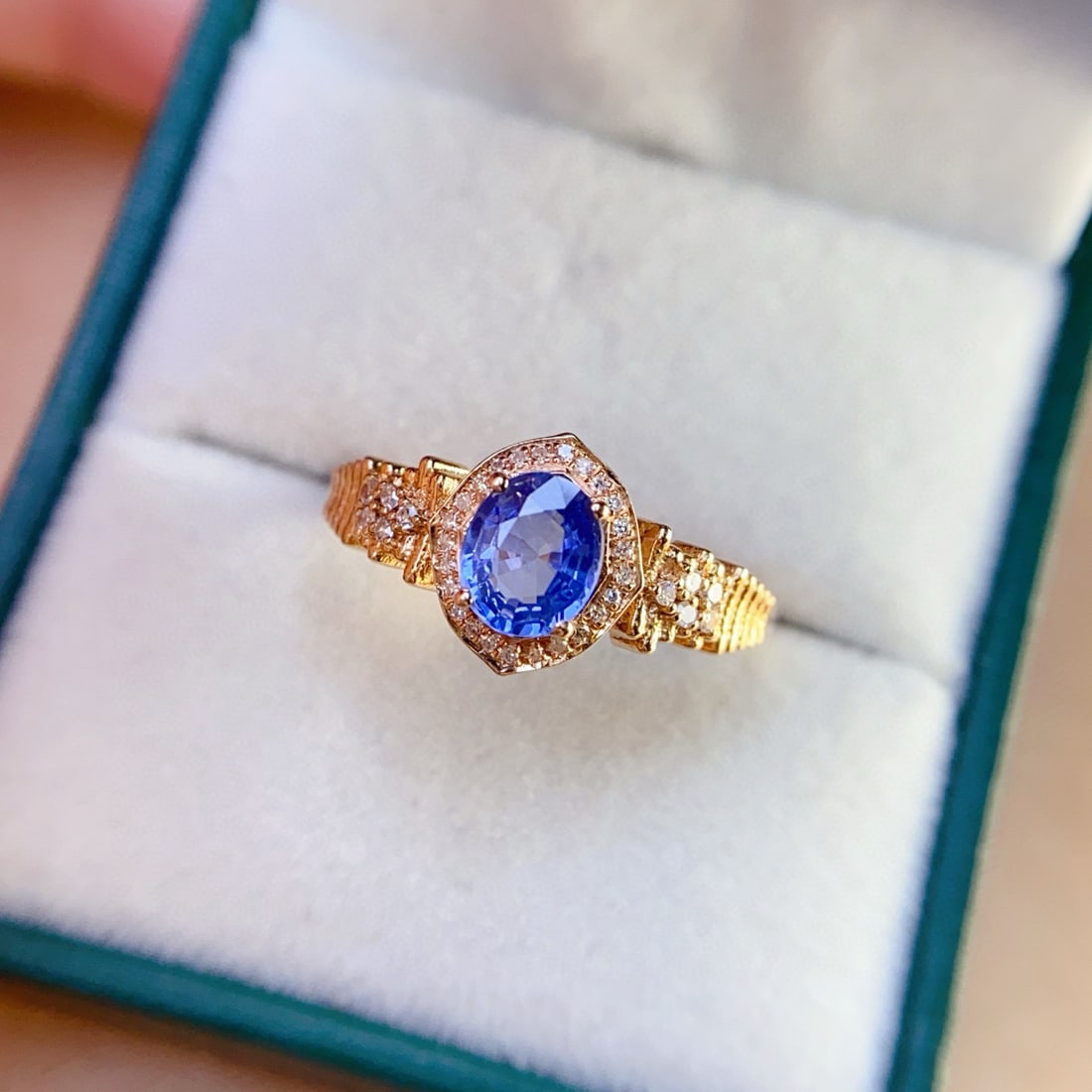 14k Gold 1.00 Ct Natural Sapphire & Diamond Ring - 5