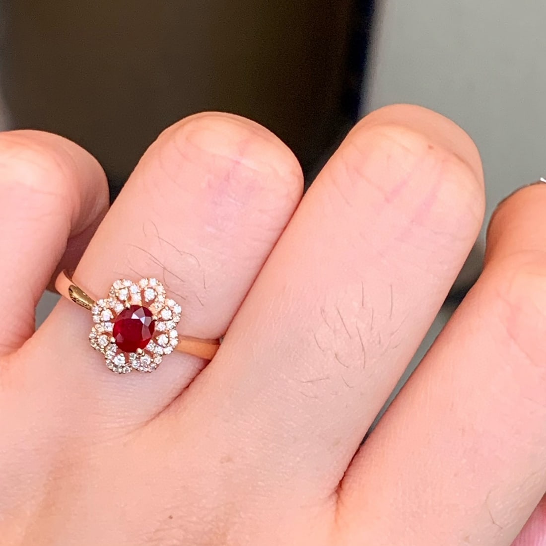 14k Gold 0.83 Ctw Natural Ruby & Diamond Ring - 3