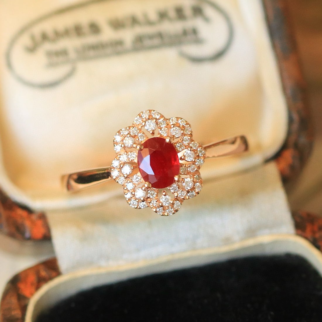 14k Gold 0.83 Ctw Natural Ruby & Diamond Ring - 7