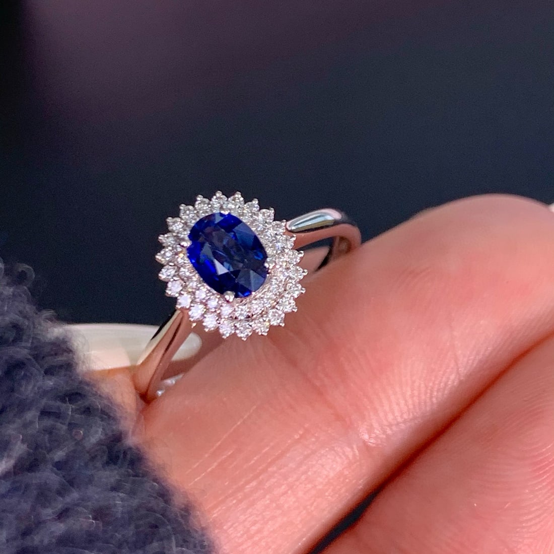 14k Gold 0.58 Ct Natural Sapphire & Diamond Ring - 2