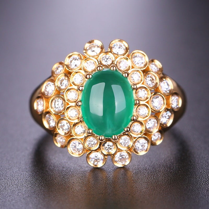 14k Gold 1.57 Ct Natural Emerald & Diamond Ring (1 of 6)