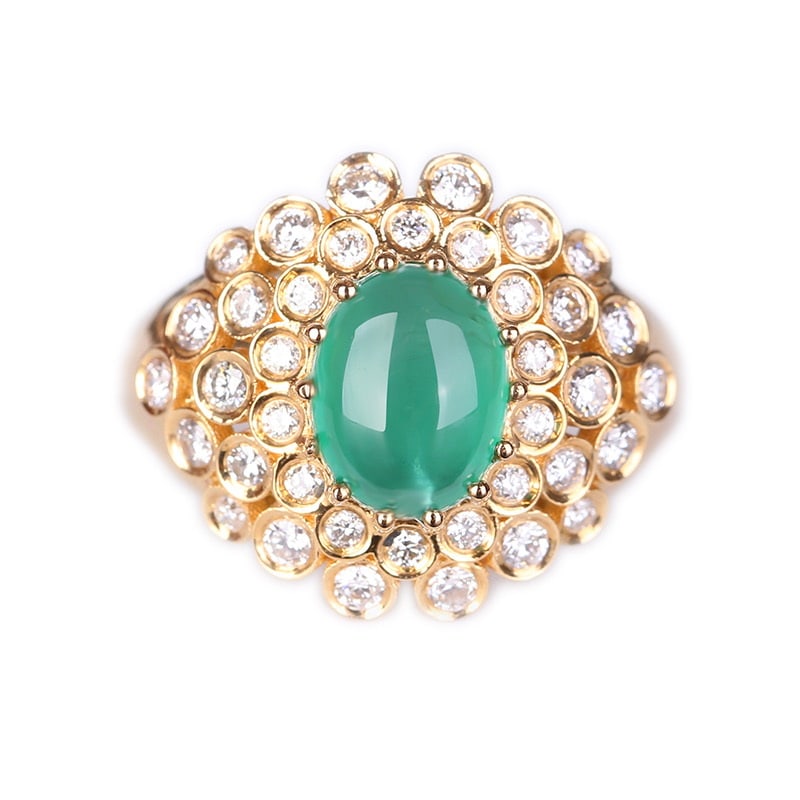 14k Gold 1.57 Ct Natural Emerald & Diamond Ring - 2
