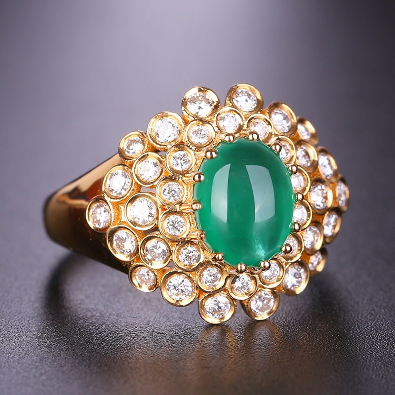 14k Gold 1.57 Ct Natural Emerald & Diamond Ring - 3