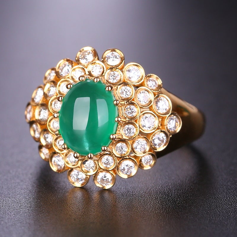 14k Gold 1.57 Ct Natural Emerald & Diamond Ring - 4