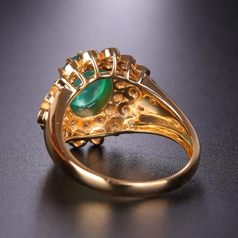 14k Gold 1.57 Ct Natural Emerald & Diamond Ring - 5