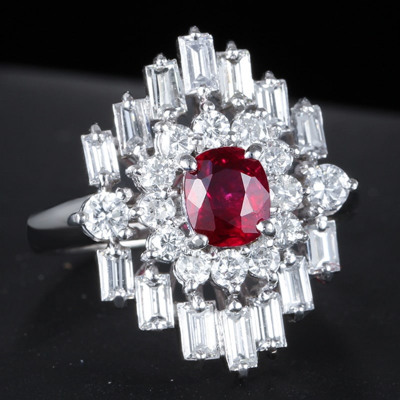 14k Gold 0.62 Ct Natural Ruby & Diamond Ring: Ref:231032021 // gold content:14k gold // ring size:7. 25us // // main gemstone:ruby // shape:oval // carat weight:0. 62ct // color:red // treatment:natural // // adjacent gemstone 2 : diamond // shap