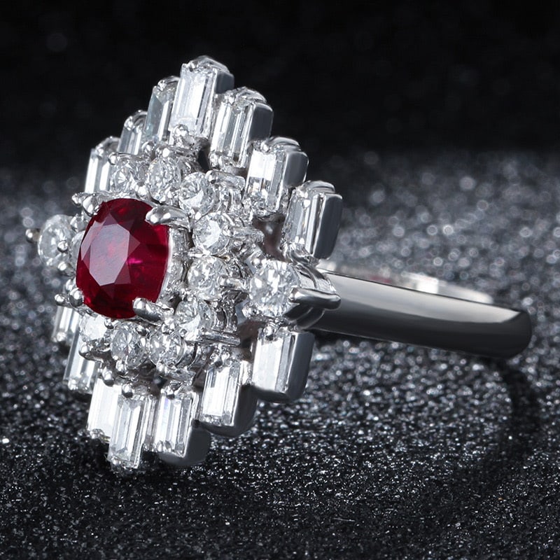 14k Gold 0.62 Ct Natural Ruby & Diamond Ring - 3