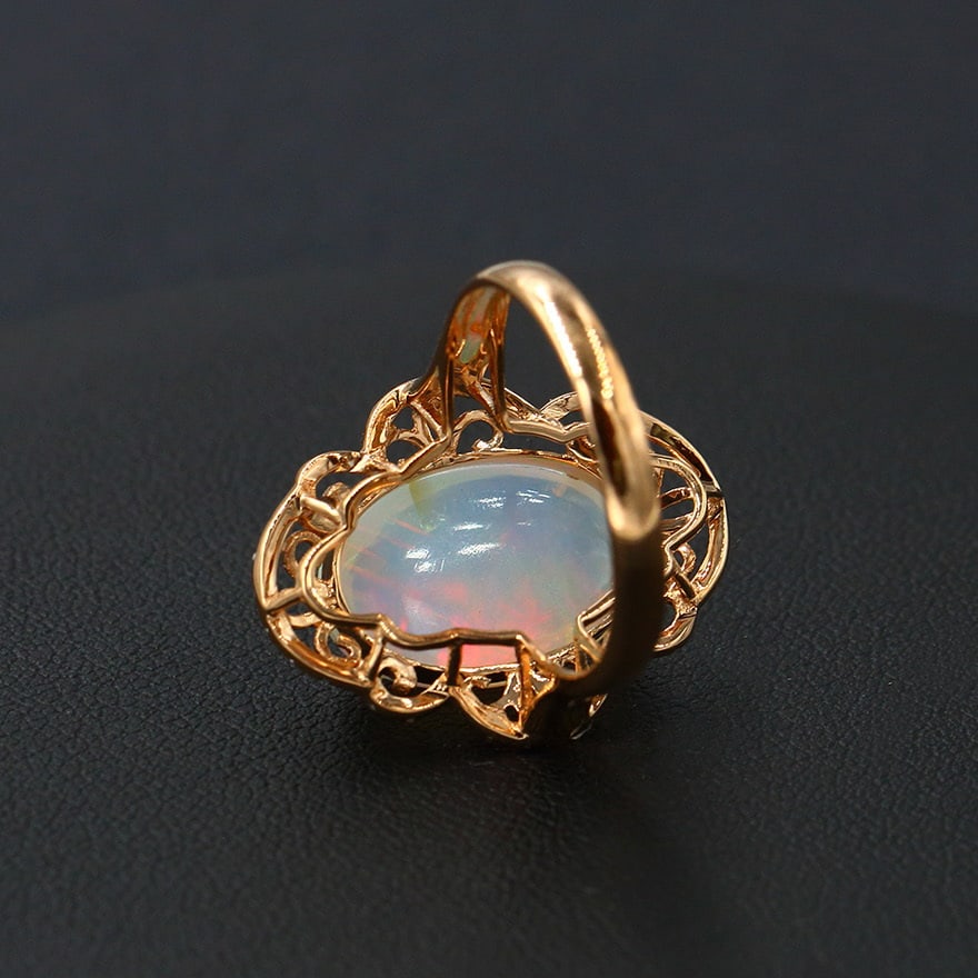 14k Gold 4.28 Ctw Natural Opal & Diamond Ring - 4