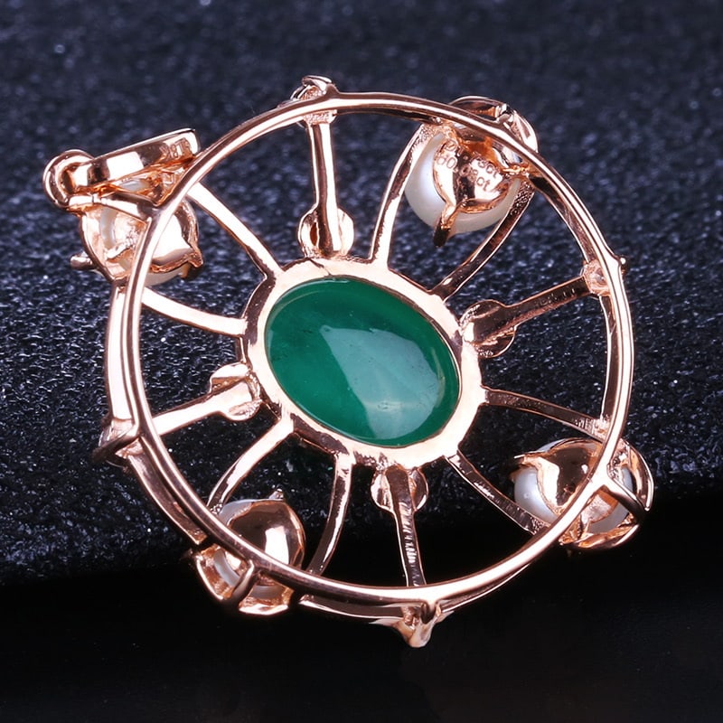 14k Gold 1.73 Ct Natural Emerald & Diamond Pendant( Without Chain ) - 4