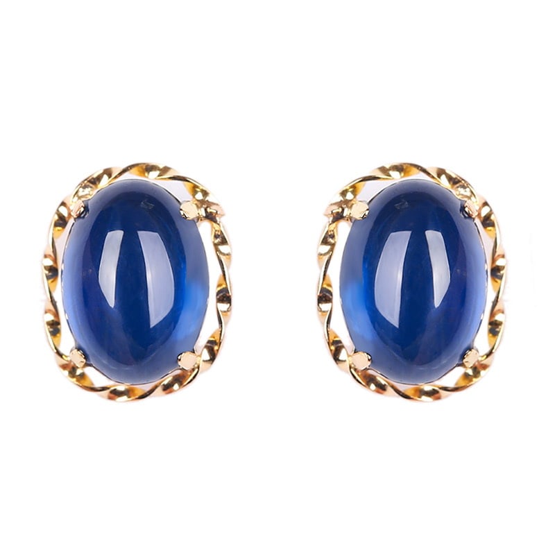 14k Gold 2.84 Ct Natural Sapphire Earrings - 2