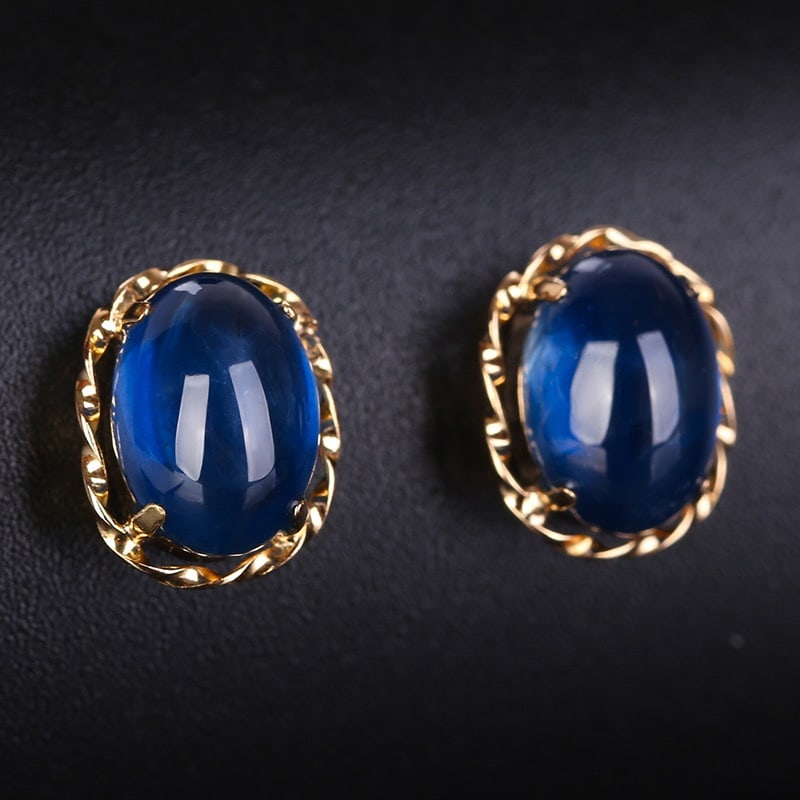 14k Gold 2.84 Ct Natural Sapphire Earrings - 3