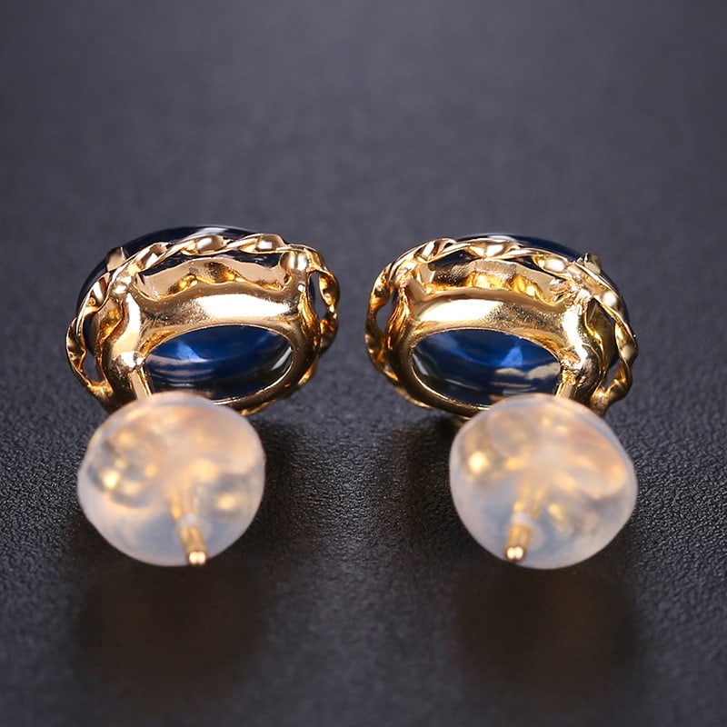 14k Gold 2.84 Ct Natural Sapphire Earrings - 5
