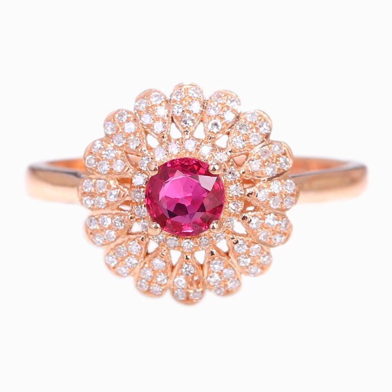 14k Gold 0.61 Ct Natural Ruby & Diamond Ring - 2