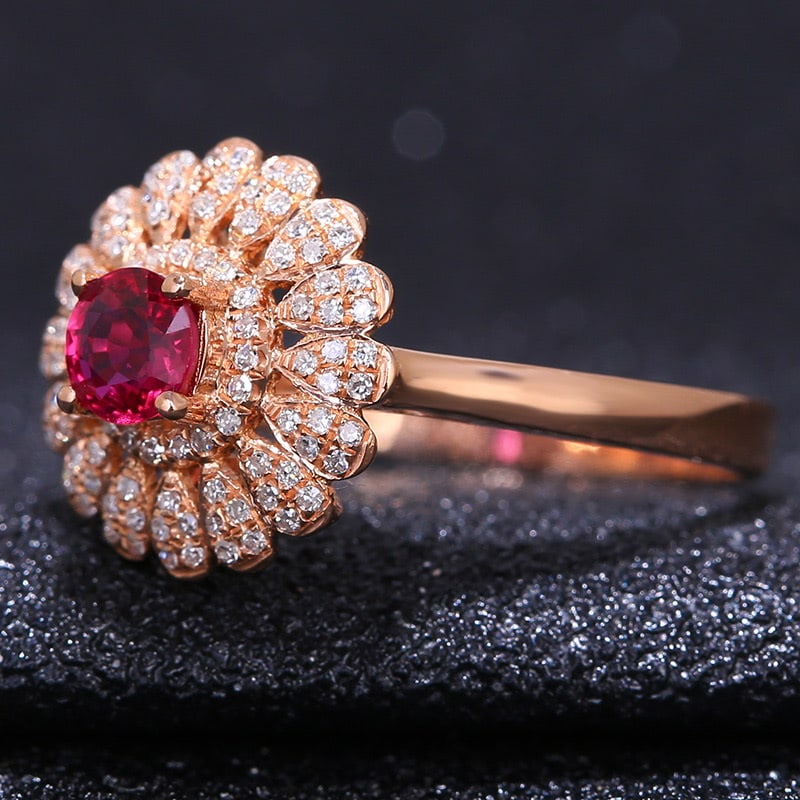 14k Gold 0.61 Ct Natural Ruby & Diamond Ring - 3