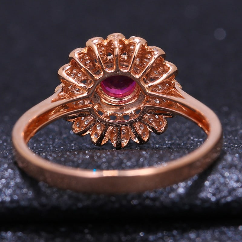 14k Gold 0.61 Ct Natural Ruby & Diamond Ring - 4