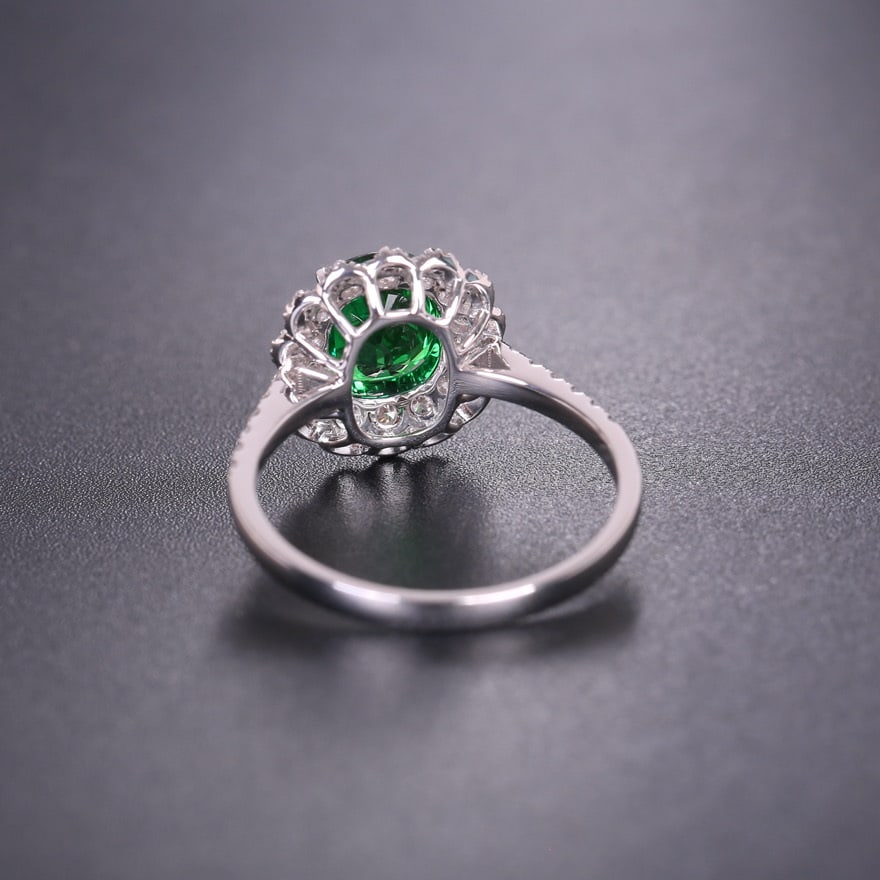 14k Gold 1.6 Ct Natural Tsavorite & Diamond Ring - 5